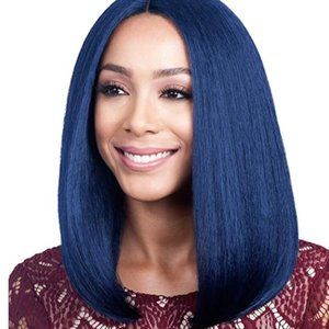 Blended Human/Synthetic Hair Wig--Dark Blue